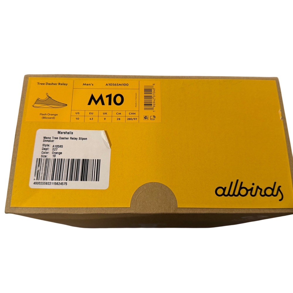 NEW Allbirds Tree Dasher Relay Mens 10 Blizzard Orange Slip On Sneakers - Picture 4 of 5